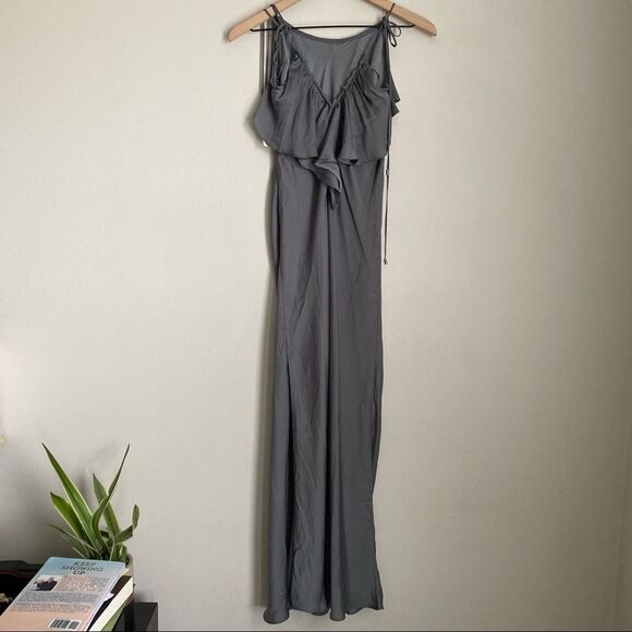 INTIMATELY FREE PEOPLE silver grey silky maxi dress NWT - Picture 2 of 6